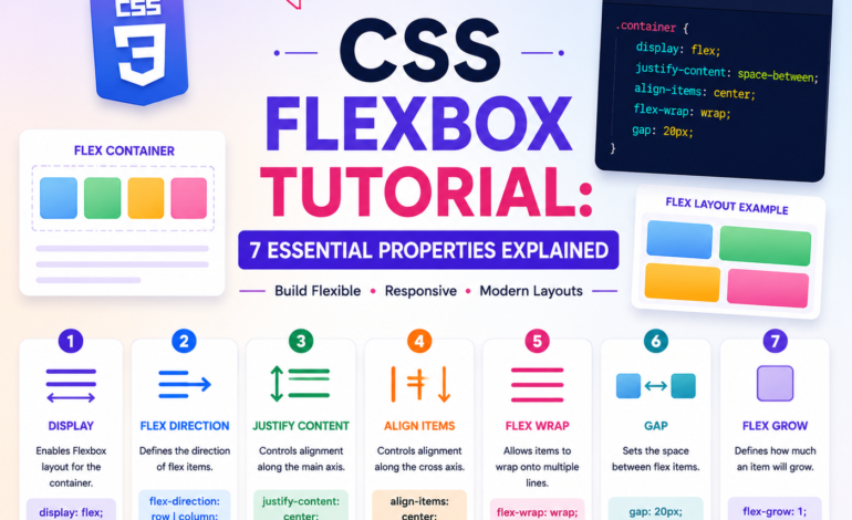 CSS Flexbox tutorial – justify-content and align-items example