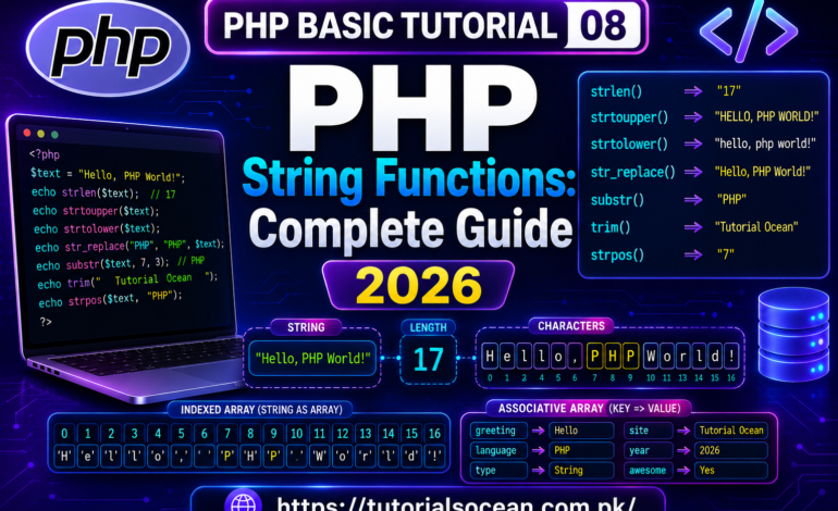 PHP String Functions strlen substr example code screenshot