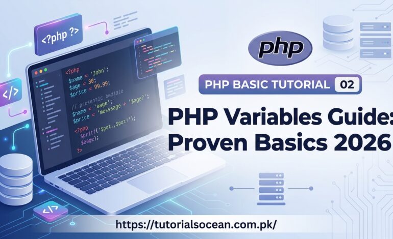 PHP Variables and data types example code screenshot